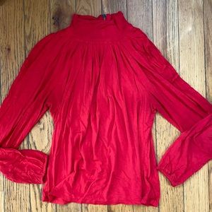 Michael Kors Red Long Sleeve Zip Back Blouse S
